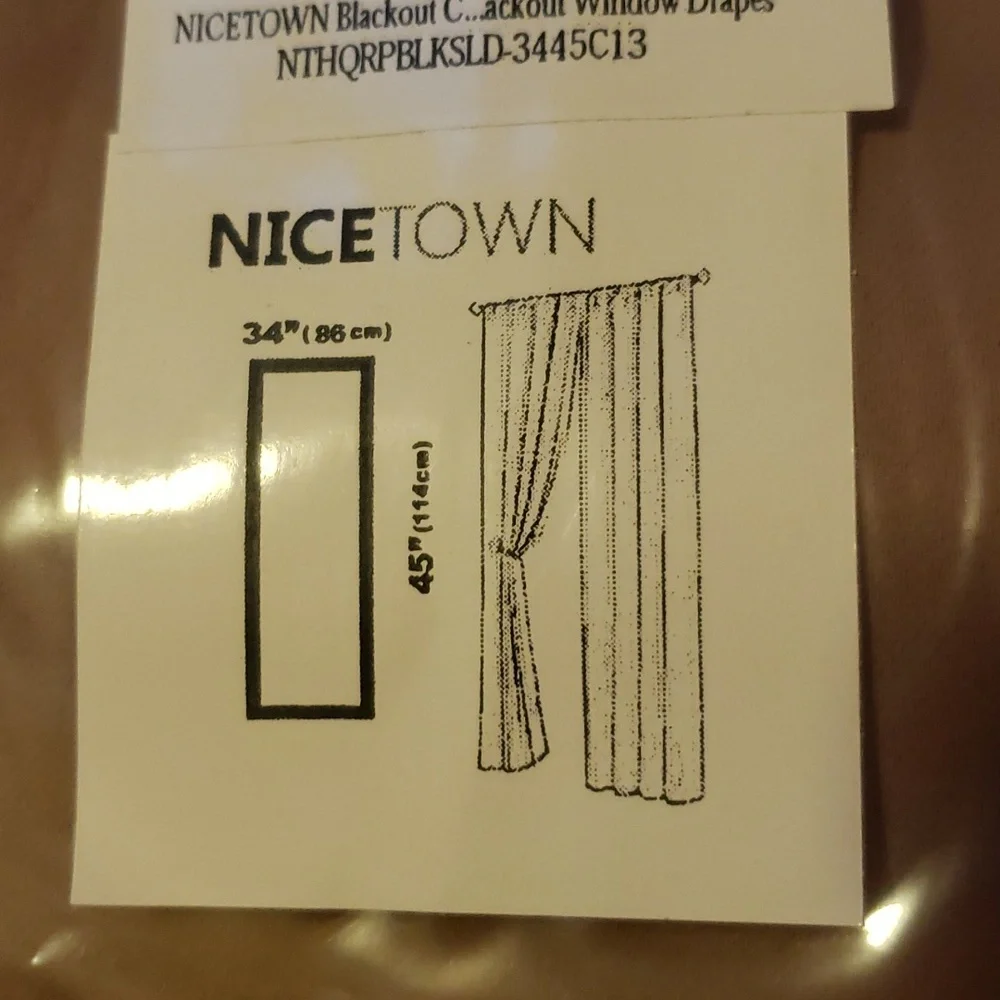 NWT- Two 34 x 45 Blackout Panel Curtains -In Cappuchino